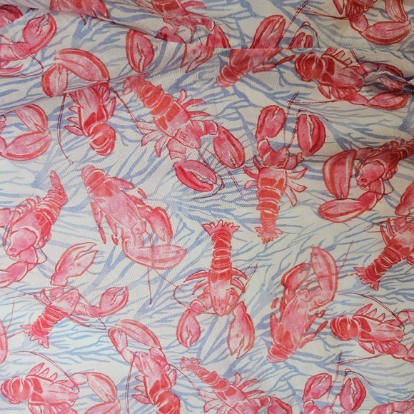 Talbots Shorts Womens Medium Red Lobster Print Ruffle Waist Casual Beach Summer - Picture 2 of 7